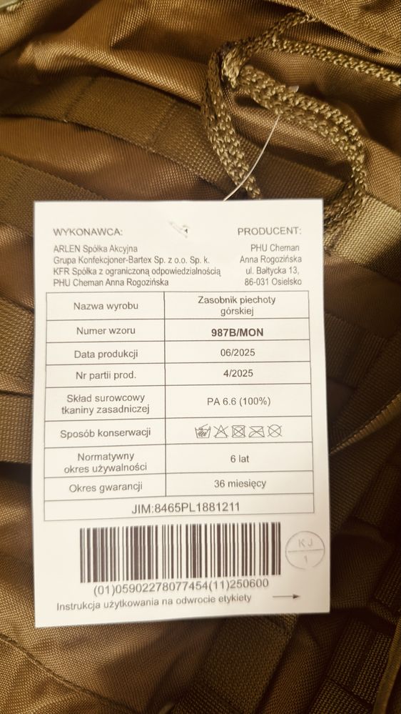 Plecak wojskowy Nowy