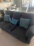 Sofa cama veludo azul 3 lugares 1,90
