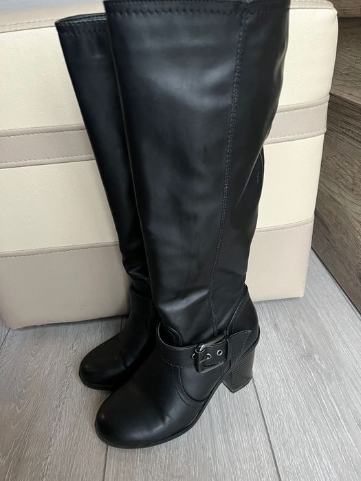 Kozaki na obcasie zestaw spodnie leginsy rybaczki spodnie polysk