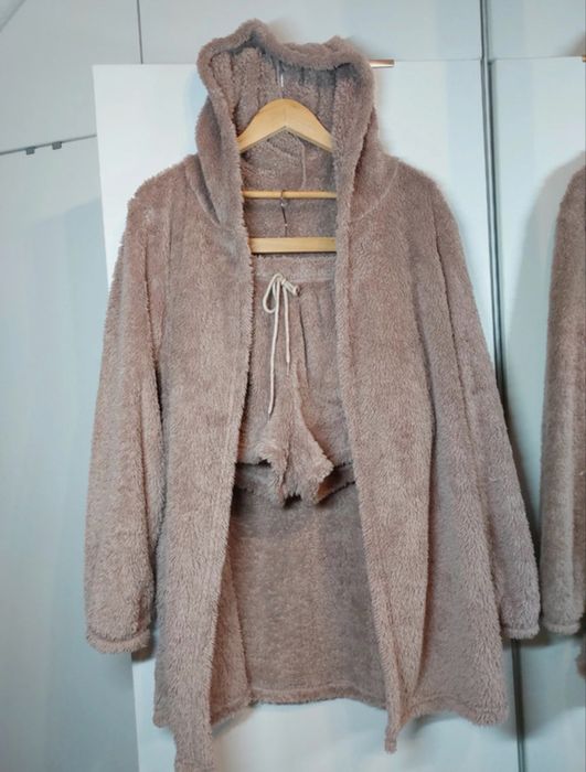 Welurowy szlafrok 36/6 futrzana pizama 36 dres pizama zestaw S