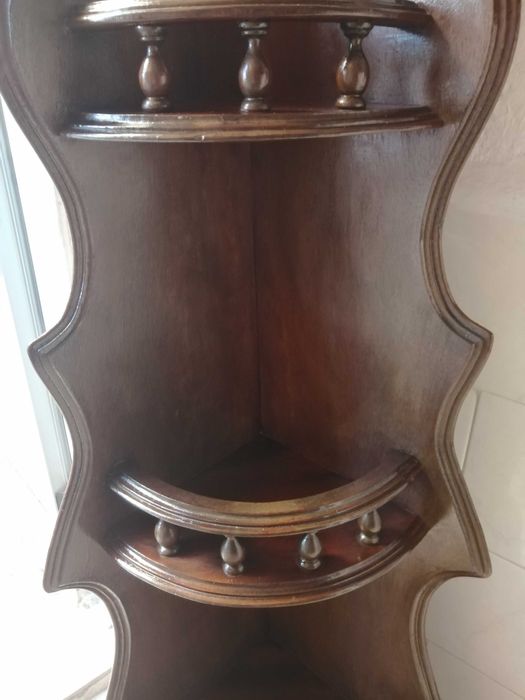 Móvel estante canto mesa e 4 cadeiras madeira prato micro ondas