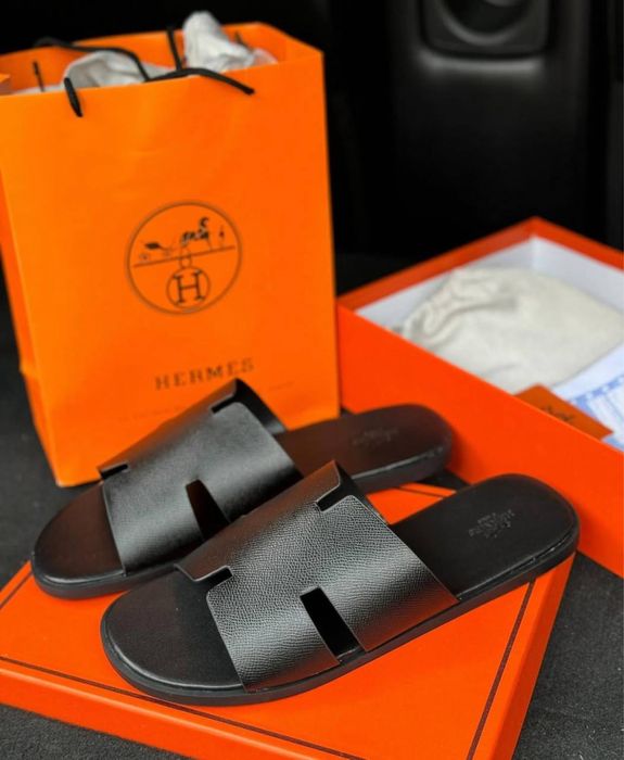 Мужские кожаные шлепки чоловічі шкіряні шльопанці