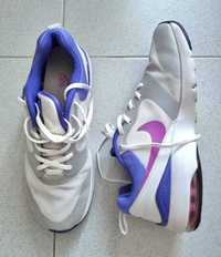 Ténis Nike Air Max em tons de branco, cinzento, azul e roxo, tam 41