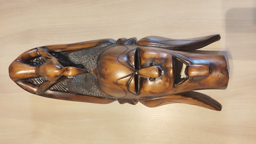 Drewniana maska afrykańska Guro – ręcznie rzeźbiona, unikatowa dekorac