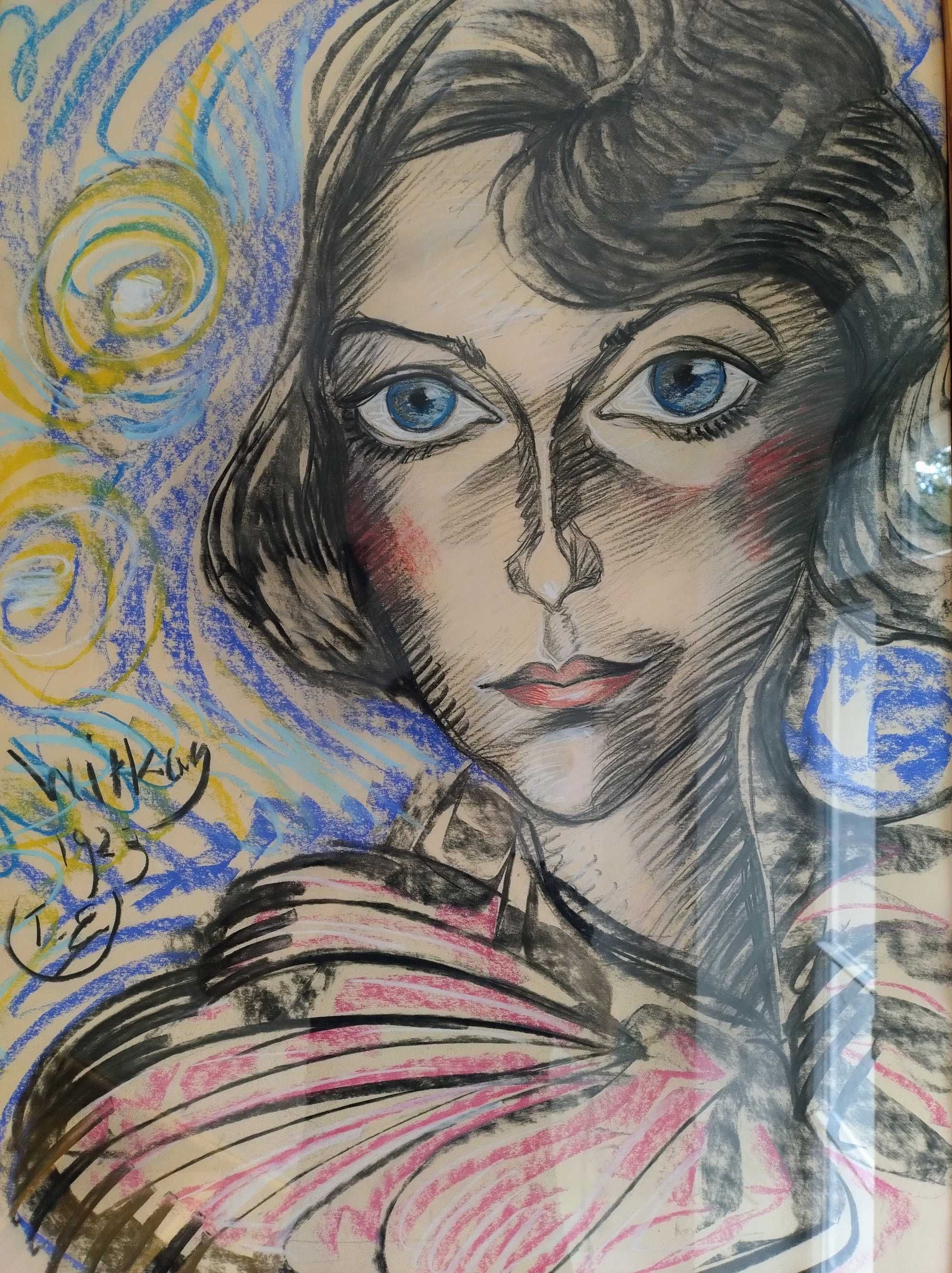 Witkacy - pastel w stylu Witkacego - portret Jadwigi Fabrycy.