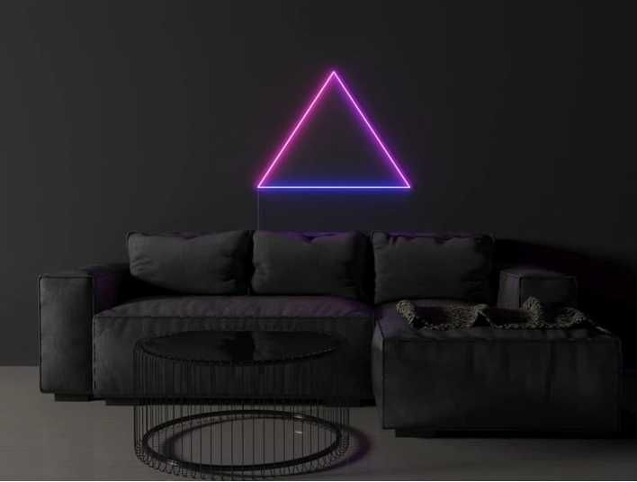 Неоновая светодиодная вывеска neon led Треугольник 77 х70 см