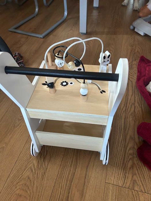 NOWY Drewniany Pchacz Dla Dziecka Chodzik + Stolik Edukacyjny 6w1