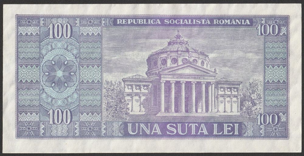Rumunia 100 lei 1966 - Nicolai Balcescu - stan bankowy - UNC -