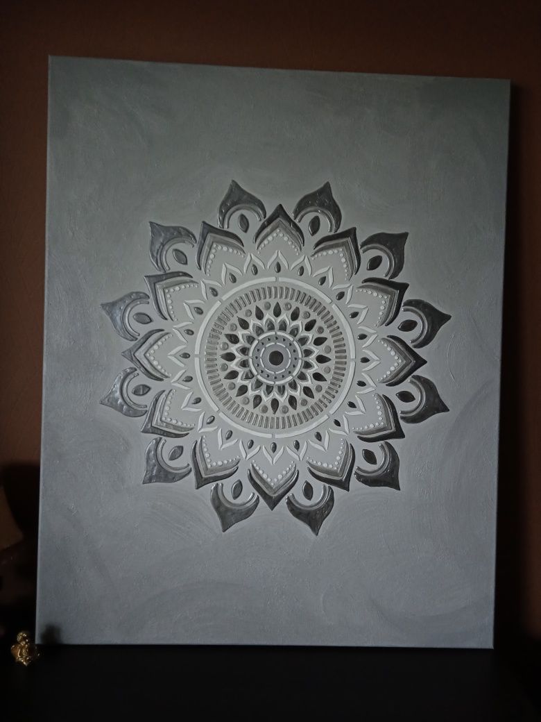 Obraz Mandala strukturalny 3D,  ręcznie malowany ,Anna Ejsmont