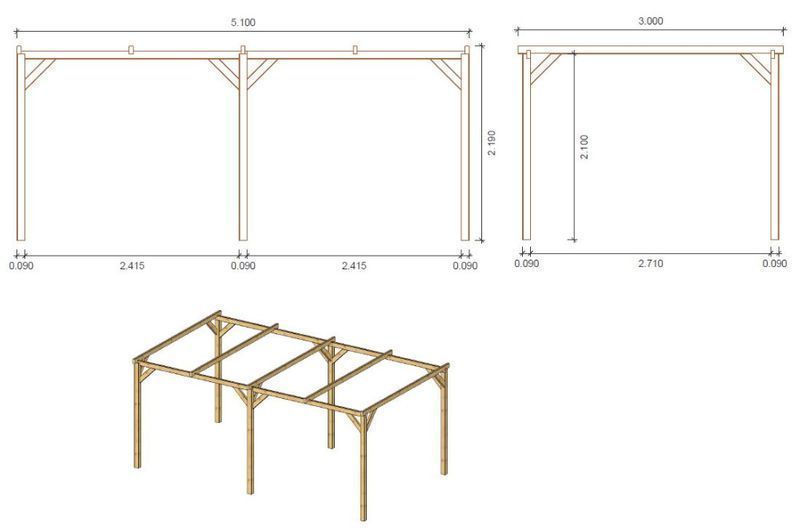 Wiata garażowa Carport 3x5 m impregnowany CAR1