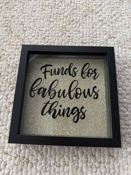 Drewniana skarbonka brokatowa