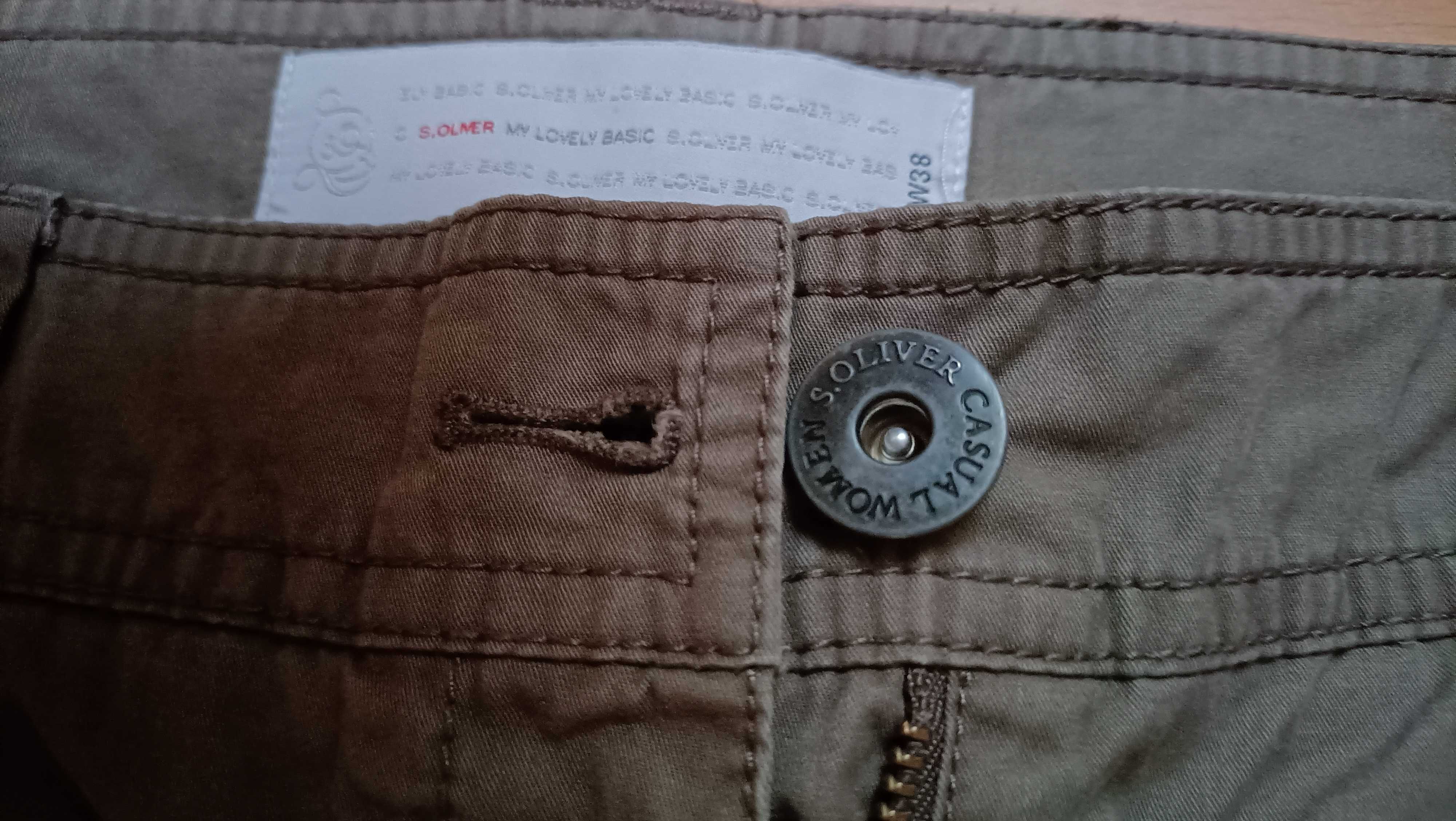 Spodnie damskie s.Olivier r.38 khaki 100% bawełna