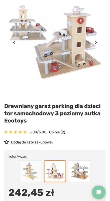 Duży drewniany tor garaż parking z windą ECOTOYS