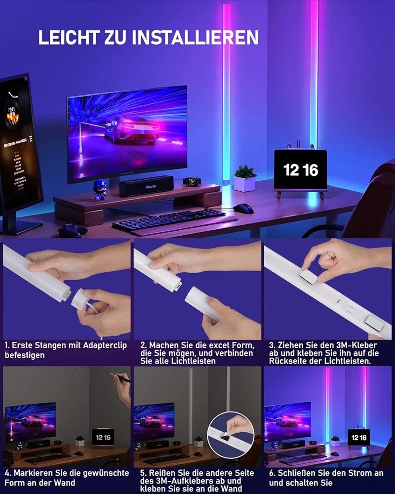 bedee Inteligentne kinkiety LED RGB: RGB+IC Glide Wall Light Ambient