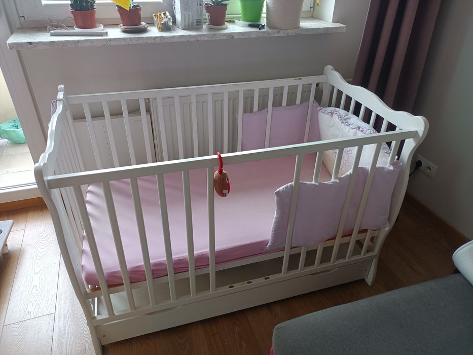 Łóżeczko dla dziecka JULIA 3 w 1, białe drewniane