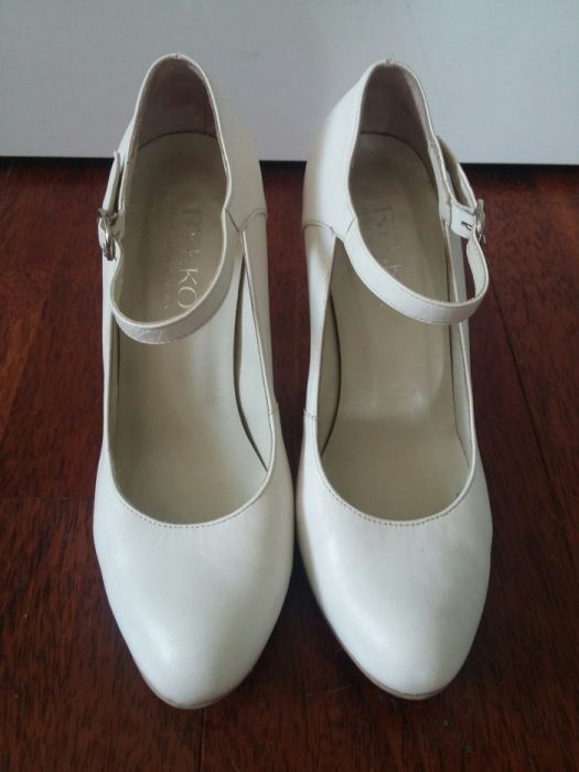 Ślubne pantofle białe r.37,5 Ryłko białe obcas
