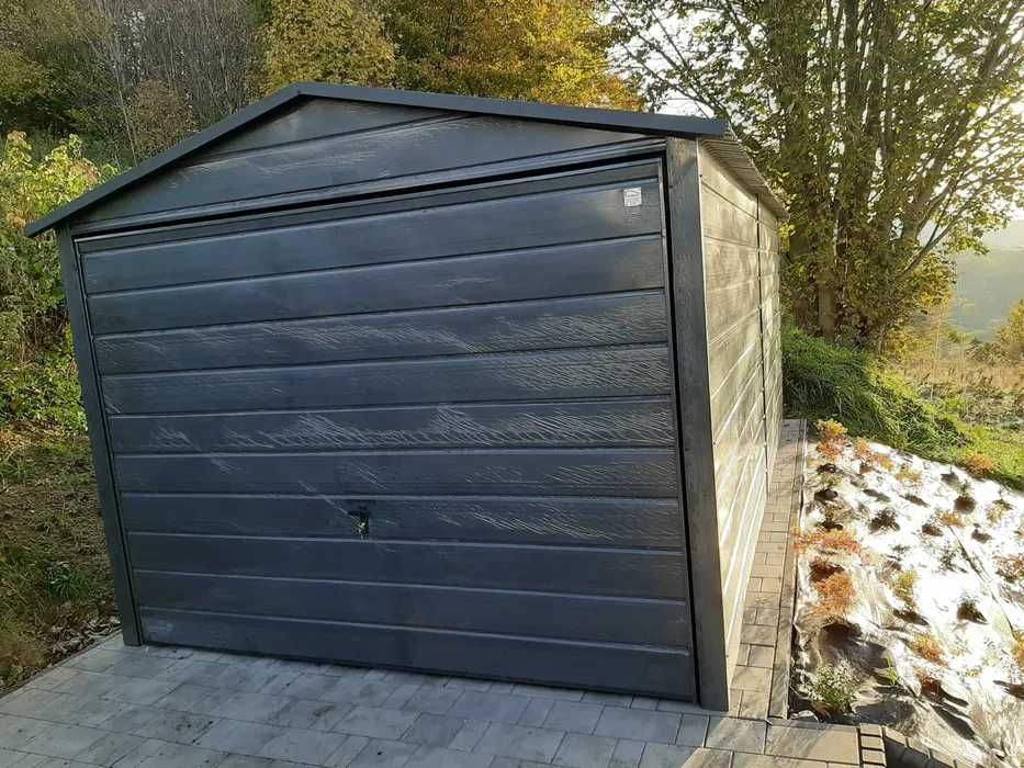 Grafitowy Mały Garaż Blaszany /Wiatka / Schowek / Garaże – Maj-Blach