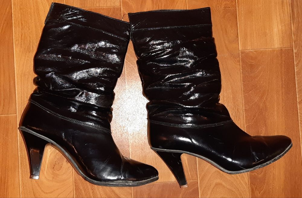 Сапоги зимние женские лаковая кожа, мех натуральный