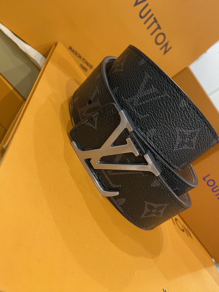 Pasek męski skórzany LV Louis Vuitton Monogram Graphite szary 115 cm