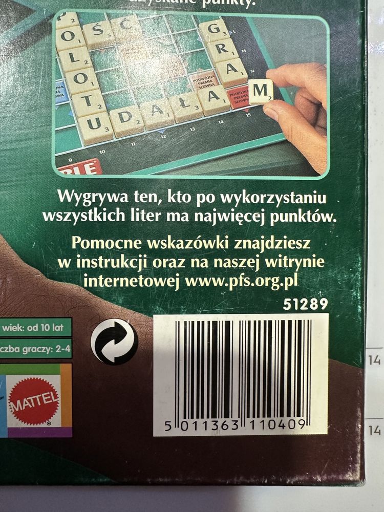 Scrabble Original 51289 (wyd. Mattel) UNIKAT z 2006 roku! ed. polska