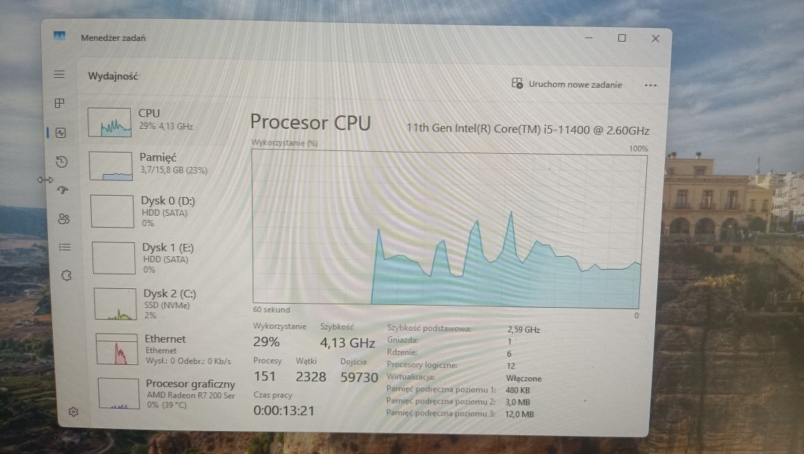 Komputer do pracy/gier i5-11400 / 16 GB / SSD + 2x HDD + Monitor
