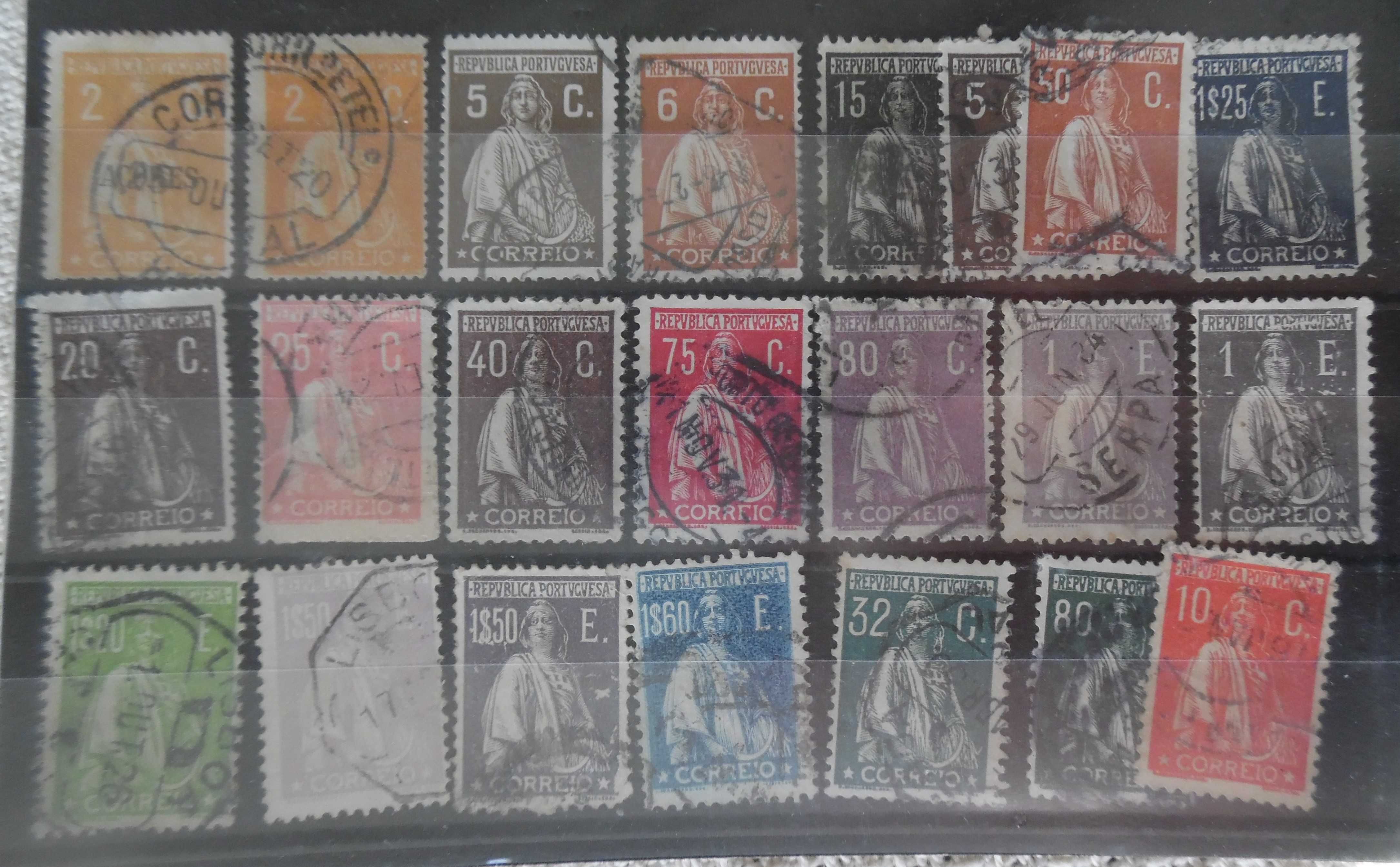 Selos Portugal 1912/1930-Lote Ceres c/ bons valores filatélicos