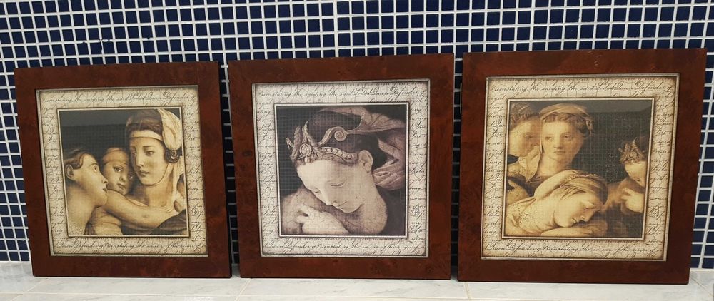 Conjunto de Quadros clássicos com moldura em madeira