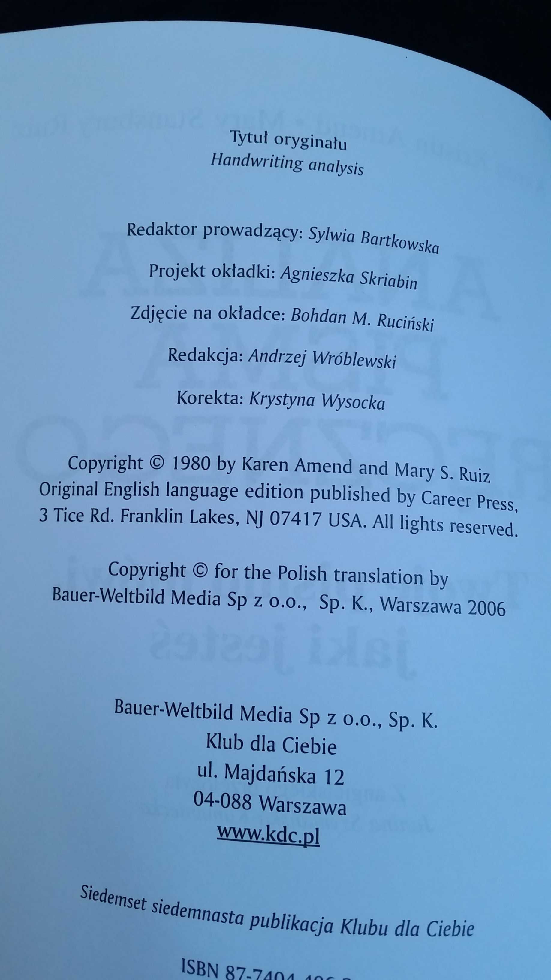 książka "Analiza pisma ręcznego" K.K. Amend, M.S. Ruiz Grafologia