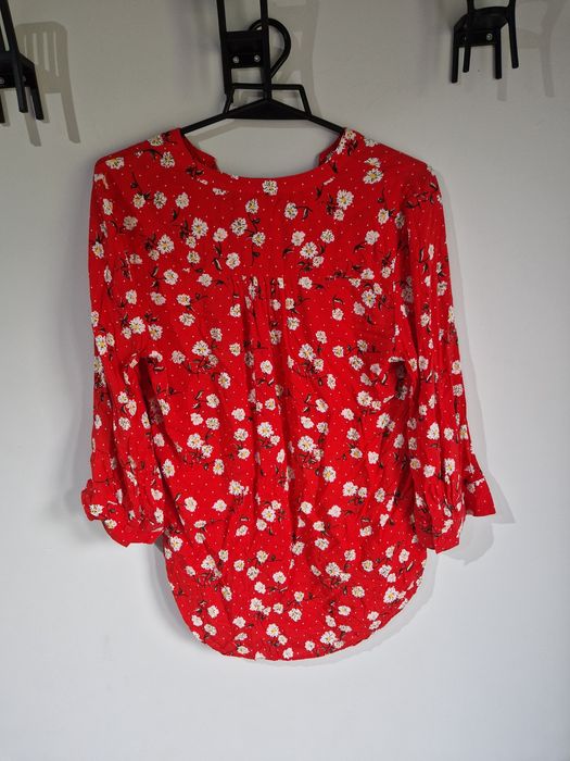 Koszula czerwona w kwiaty 3/4 rękaw 38 M.