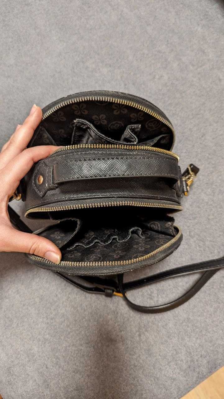 Дамська жіноча кругла сумка сумочка чорна через плече