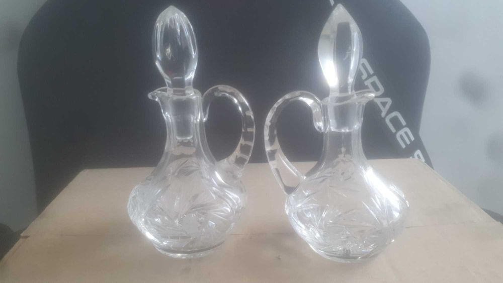 Karafki krysztalowe z czasow prl. Vintage, szklo, krysztaly.