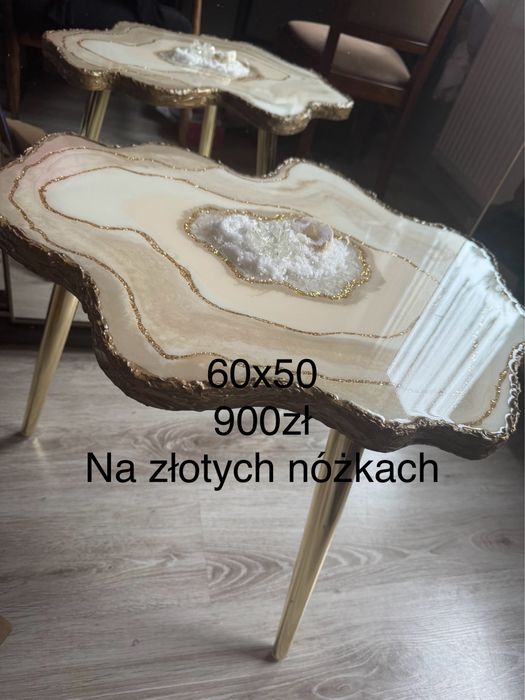 Stolik geode z zywicy epoksydowej