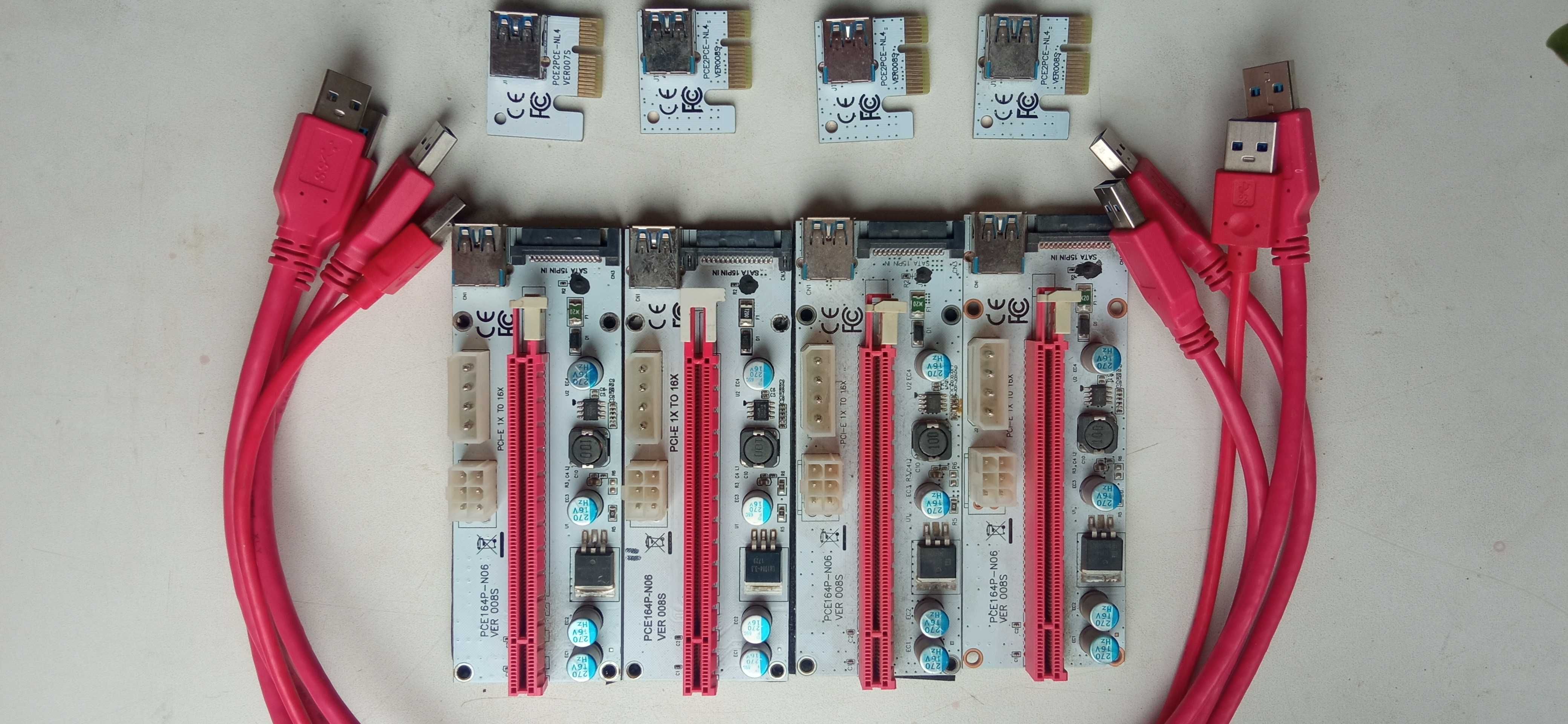 Рейзер PCI Express Ver.008S PCI-E 1X to 16X (6 pin/MOLEX/Sata) USB 3.0