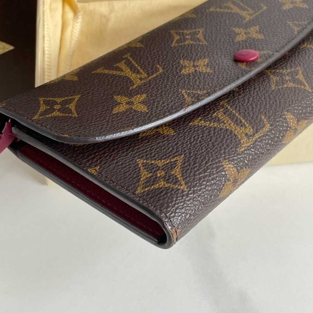 Nowe LV Louis Vuitton długi portfel Róża czerwona przycisk