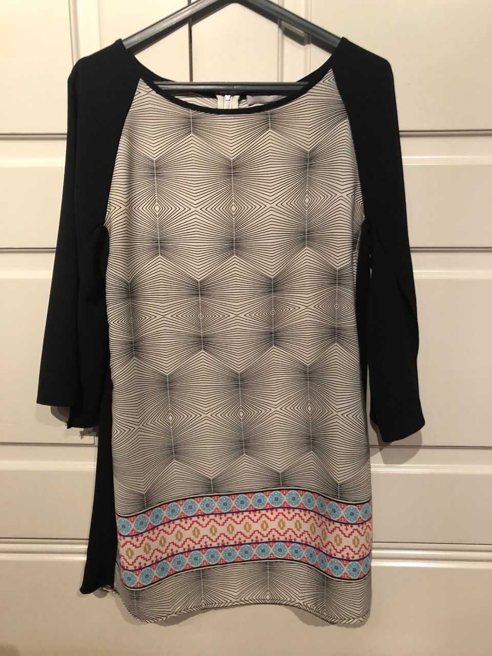 túnica/vestido com padrão em tons de preto marca  QUINZE TRENTE   M