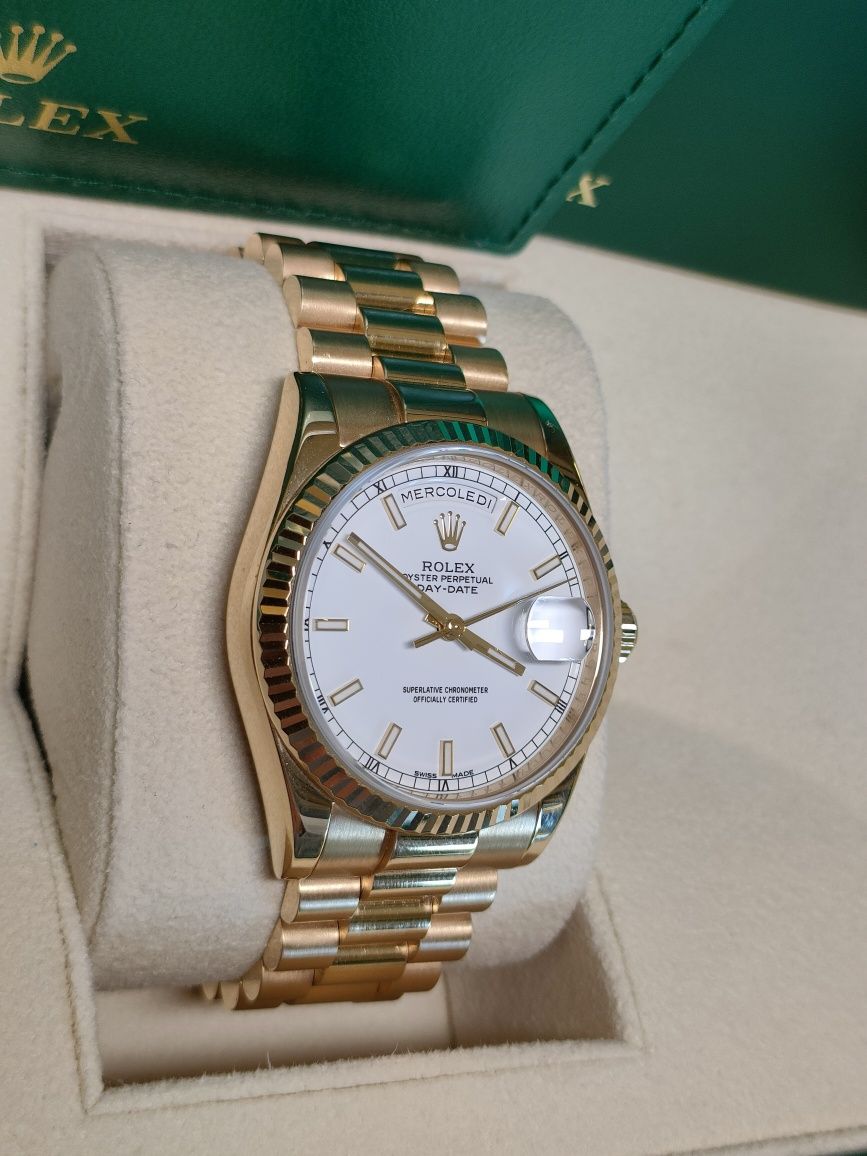Rolex Day Date "President" 36mm Yellow Gold White Dial