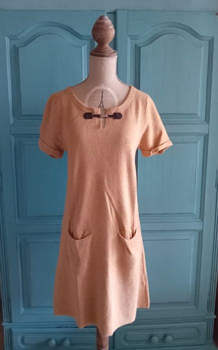 Massimo Dutti vestido de malha de lã camel