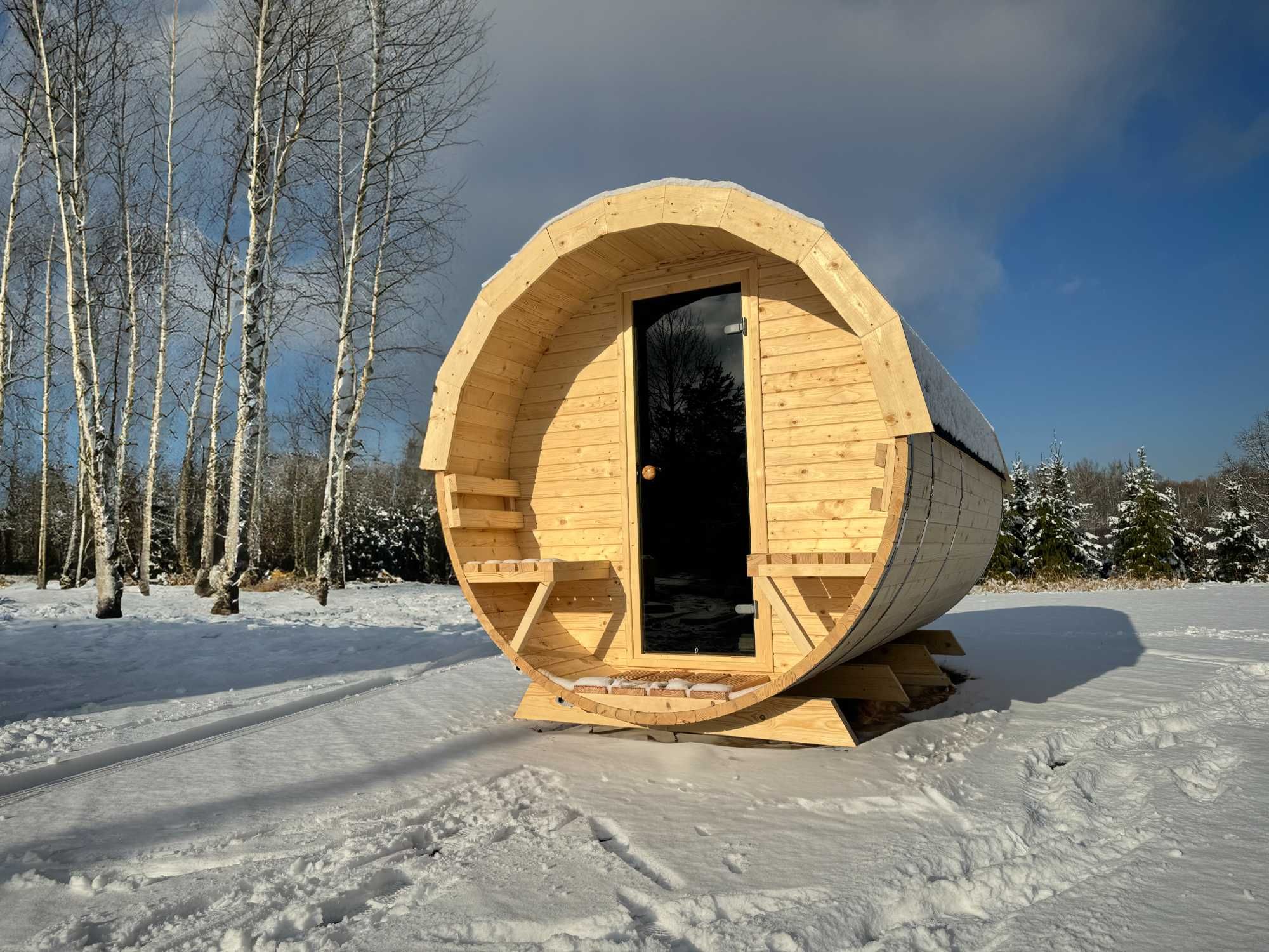 Sauna beczka ogrodowa 200x250 do samodzielnego montażu złożenia
