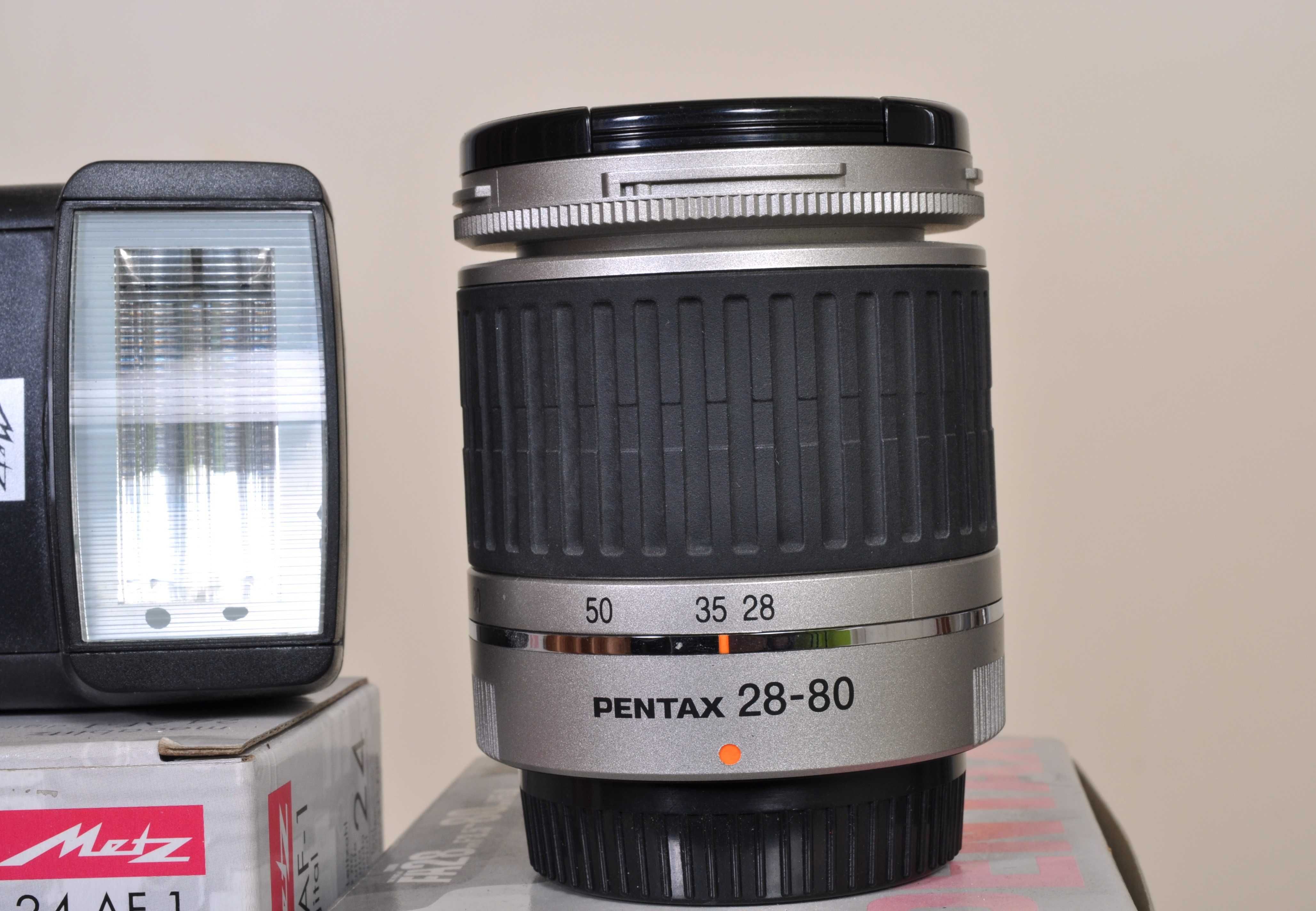 Zoom Pentax FA 28x80 + Falsh Metz P-TTl Para pentax. Novo, fatura.