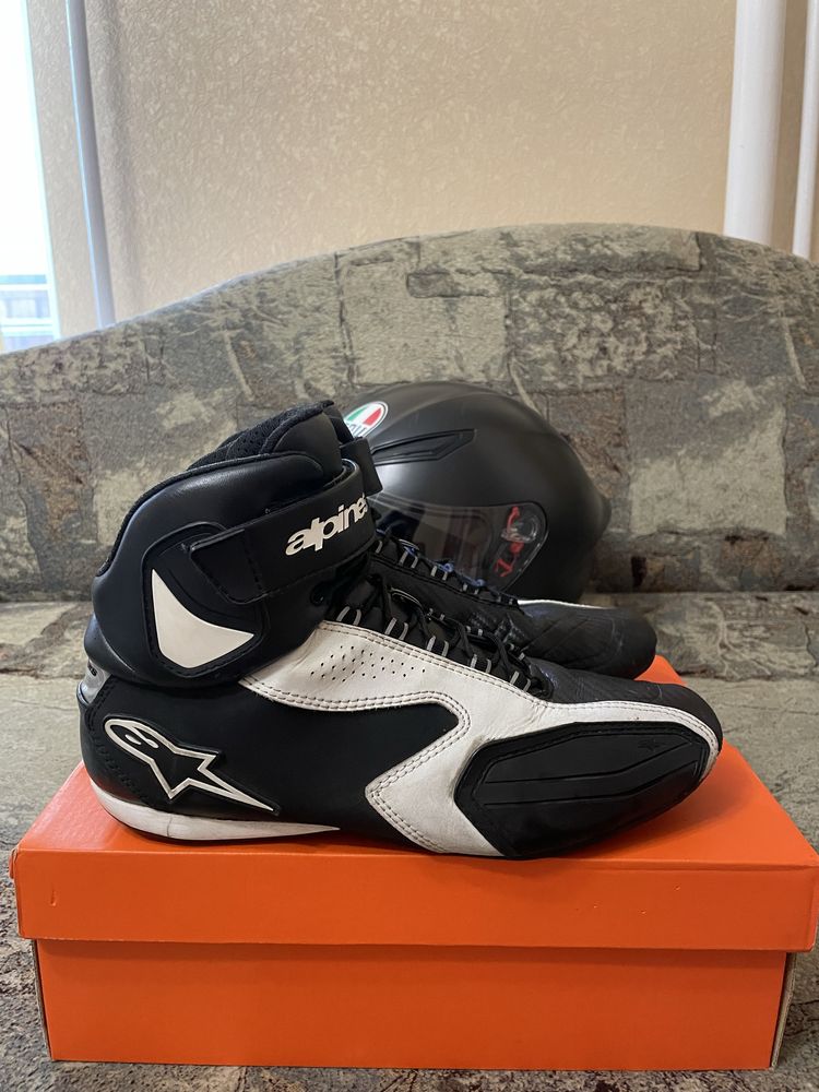 Мотоботы Alpinestars Faster 2 Black and White 44eu 28см
