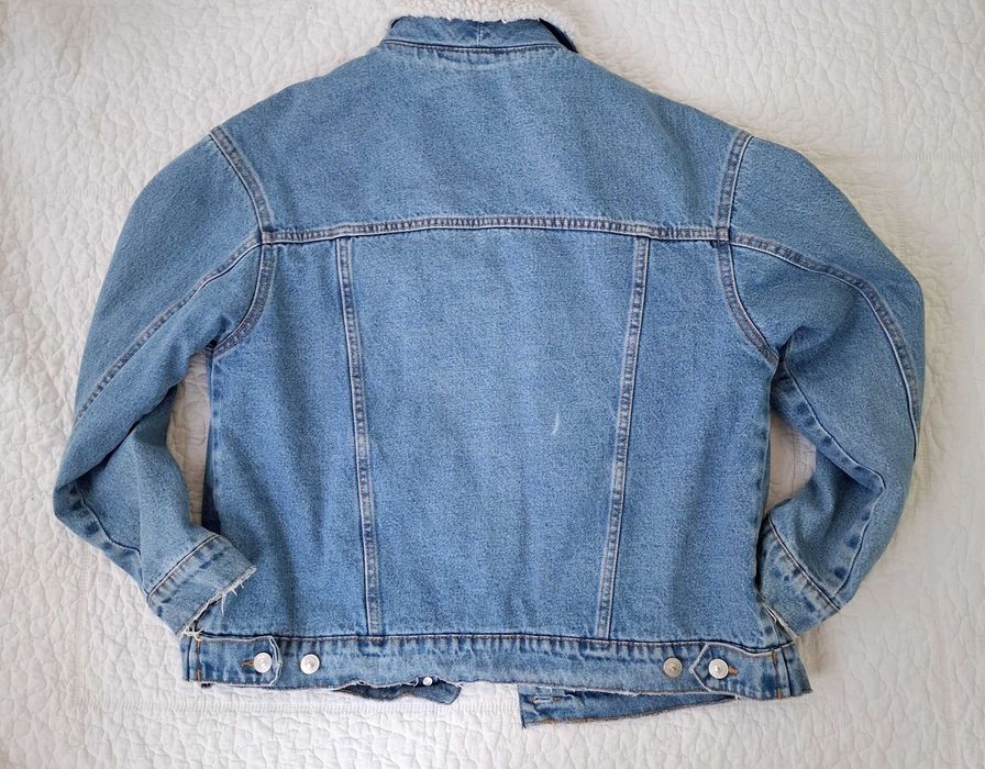 Bershka jeansowa kurtka katana na zimę z barankiem M