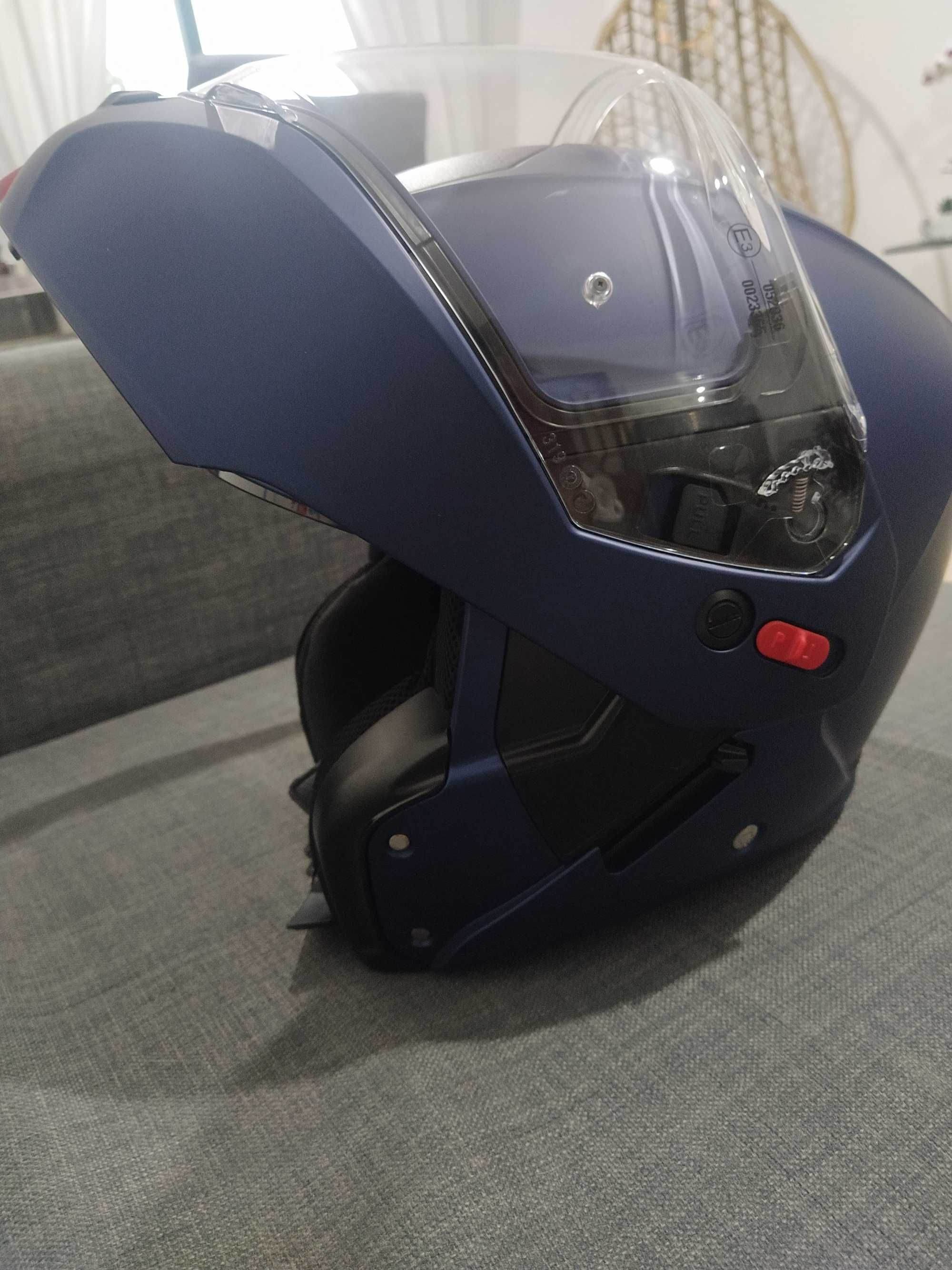 Capacete modular Caberg HORUS azul mate com pinlock NOVO