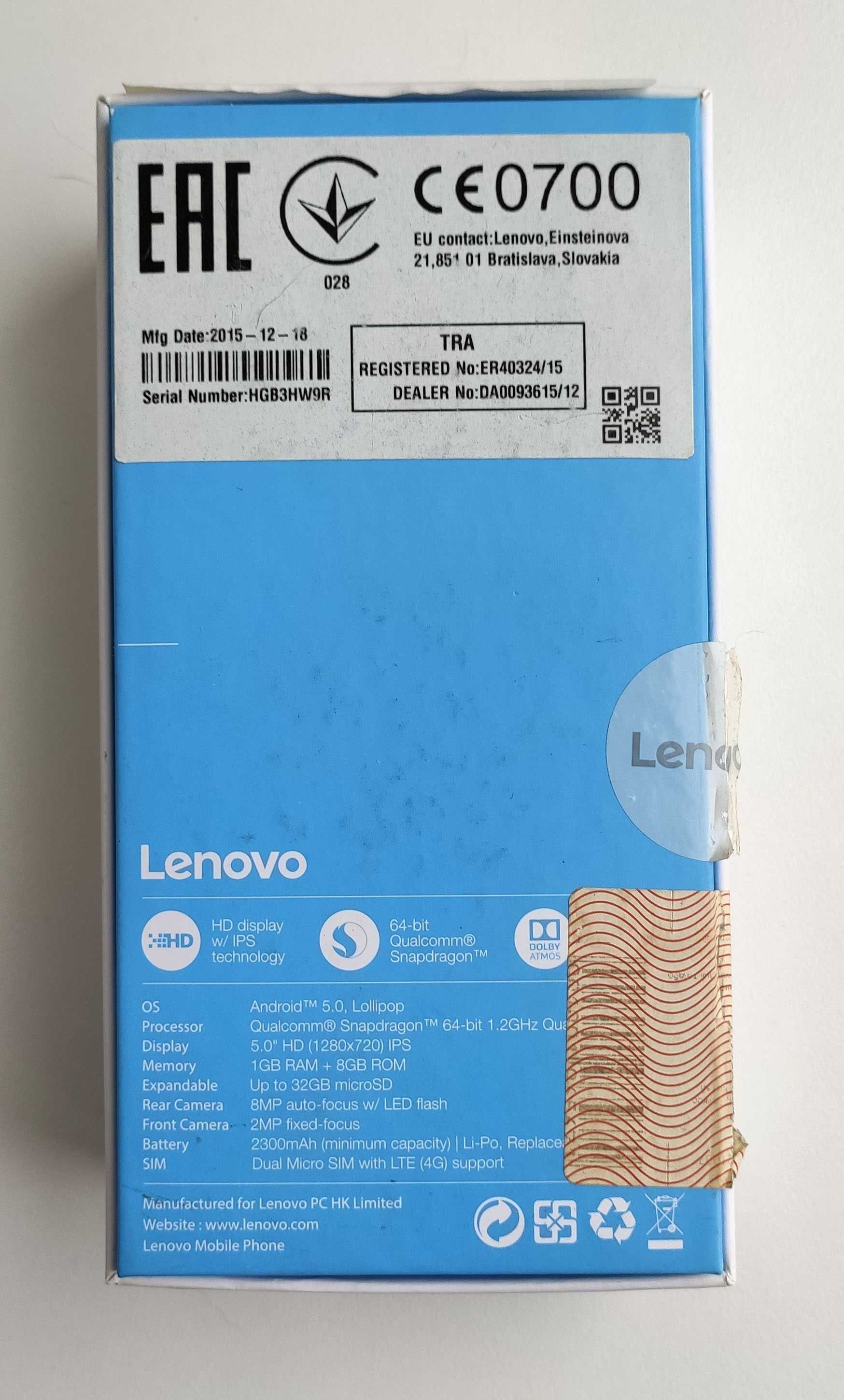 Мобильный телефон Lenovo A6010. Не рабочий тач-скрин.