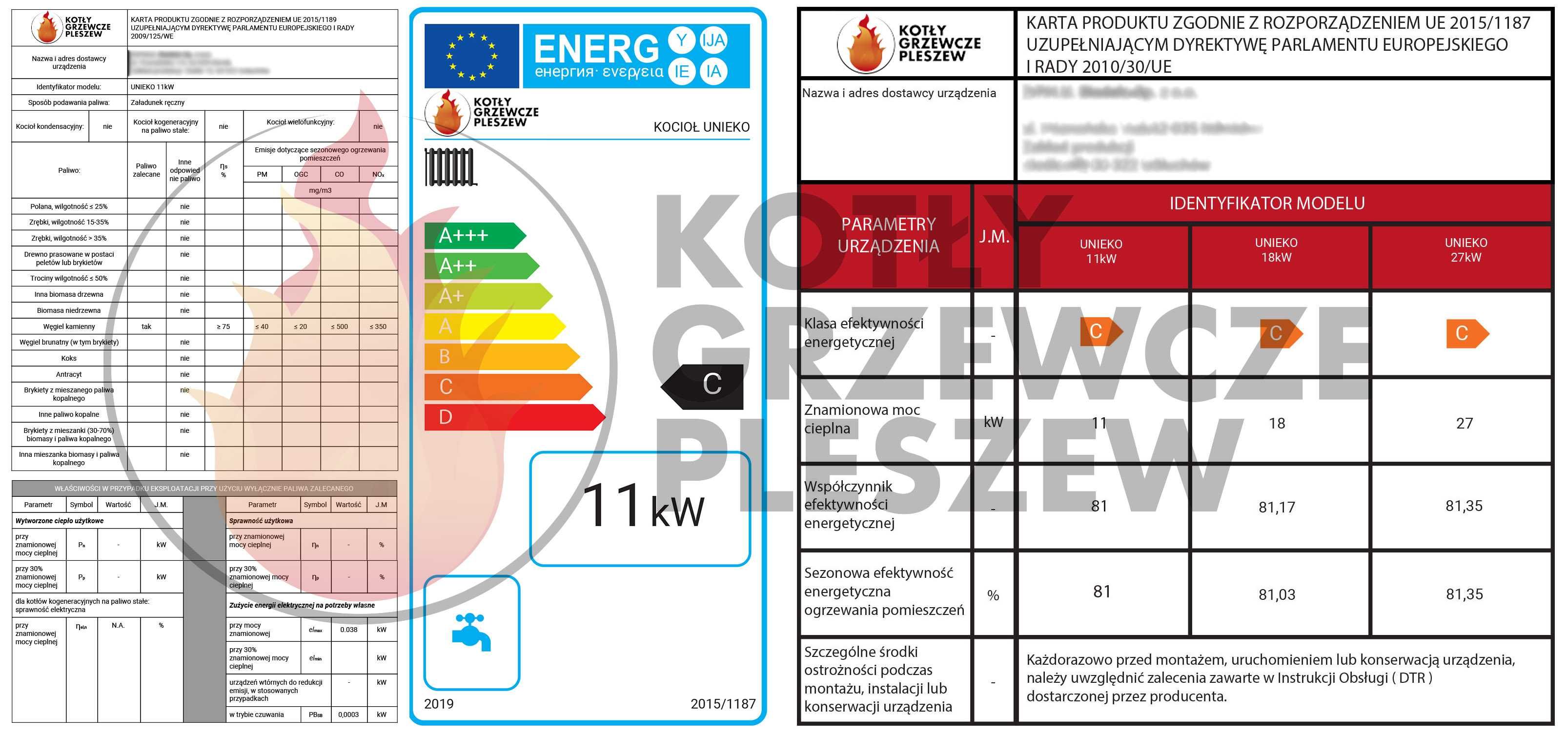 Kotły węglowe UNIEKO 11kW piec, kocioł 5 KLASA ECODESIGN