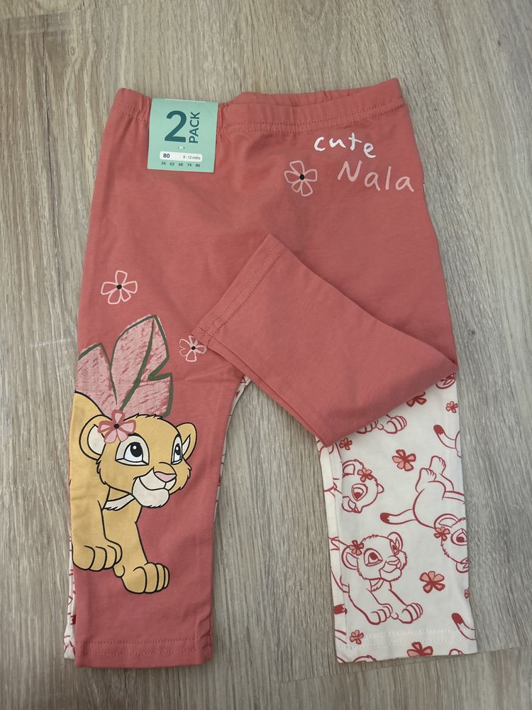 2 pak nowe legginsy spodnie 80 różowe