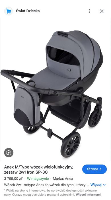 Wózek i spacerówka Anex M-type 2w1 stan idealny