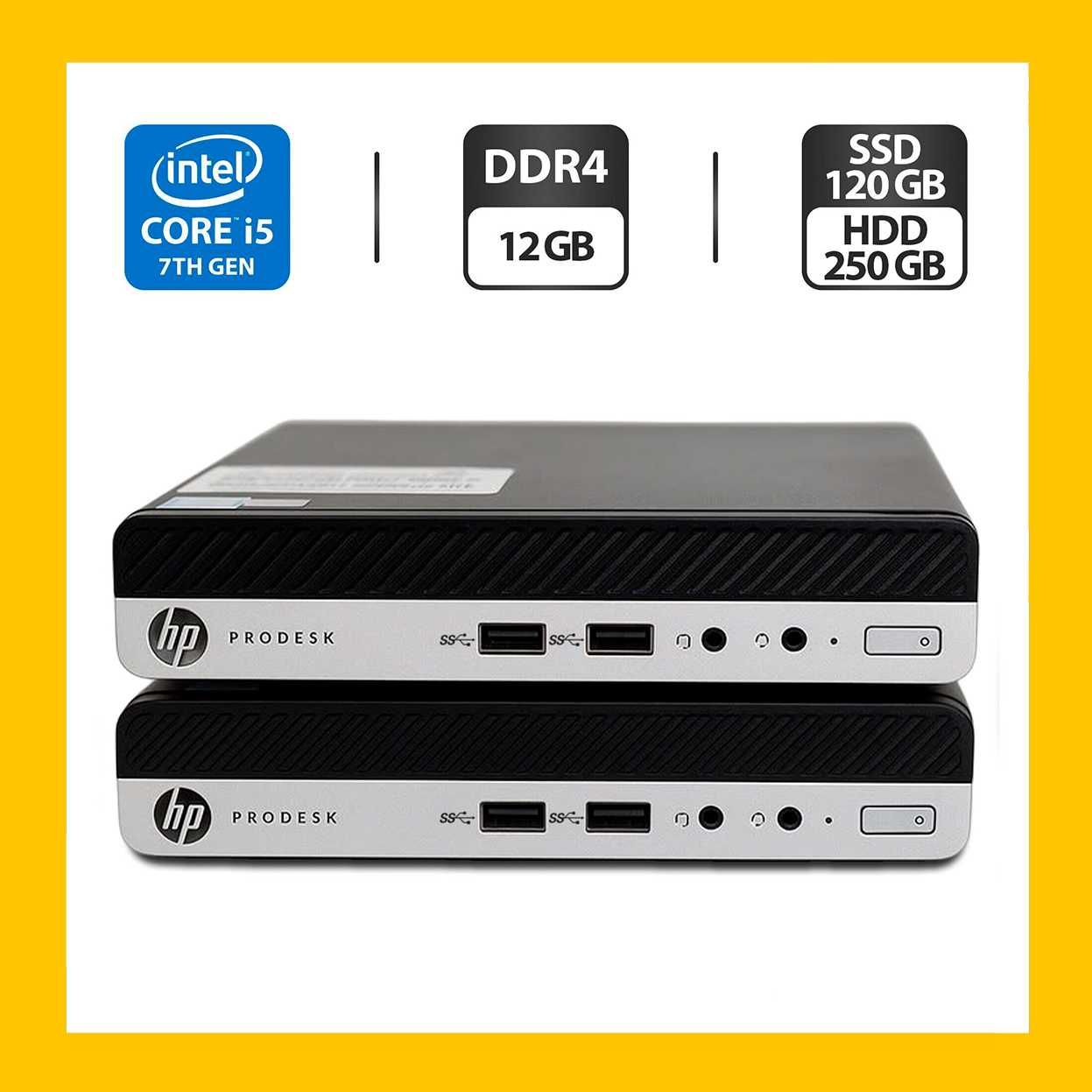 Неттоп HP ProDesk 400 G3/Core i5/12GB DDR4/120GB SSD+250GB HDD/HD 630