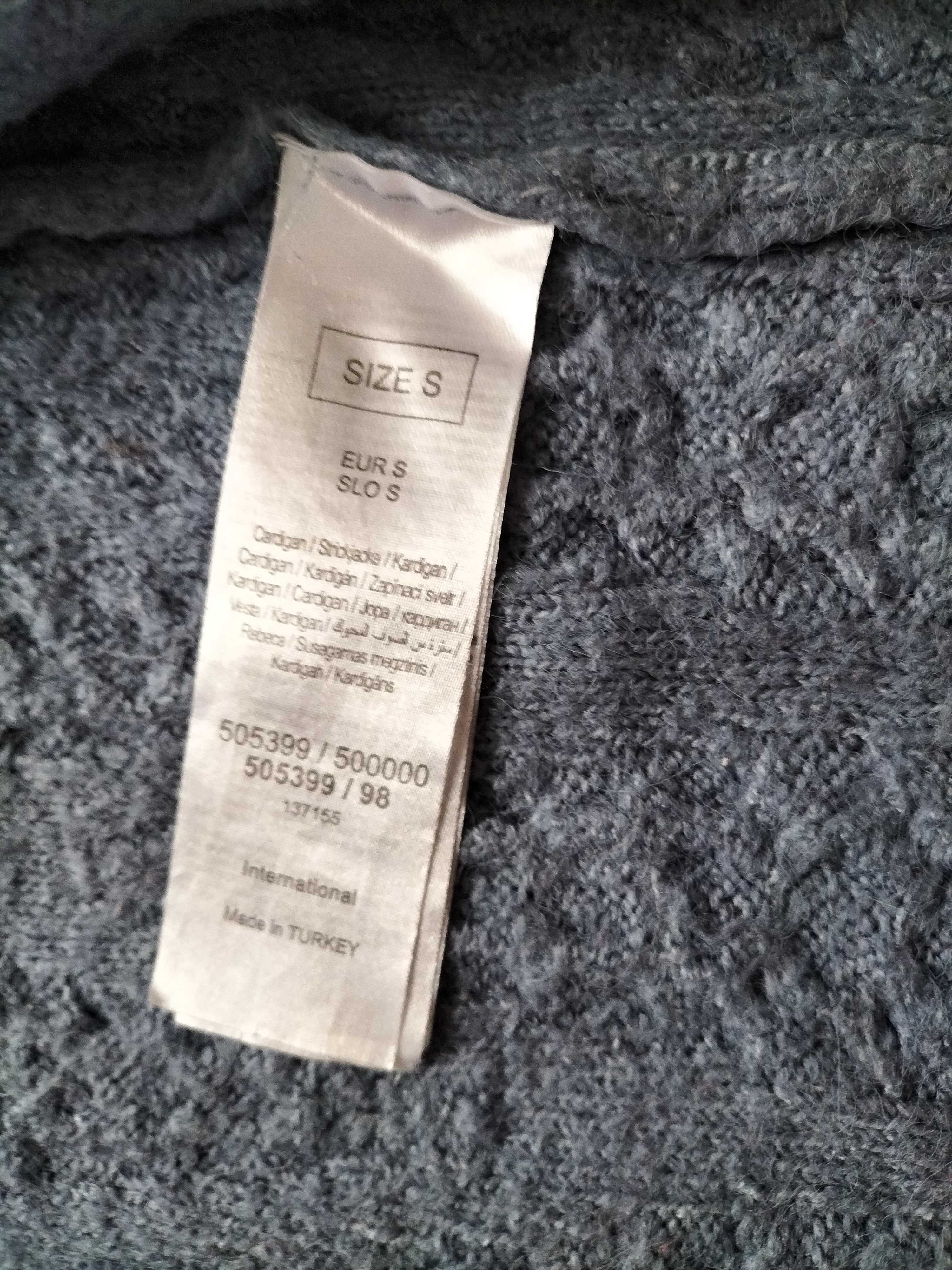 Sweter dłuższy kardigan gruby ciepły S M