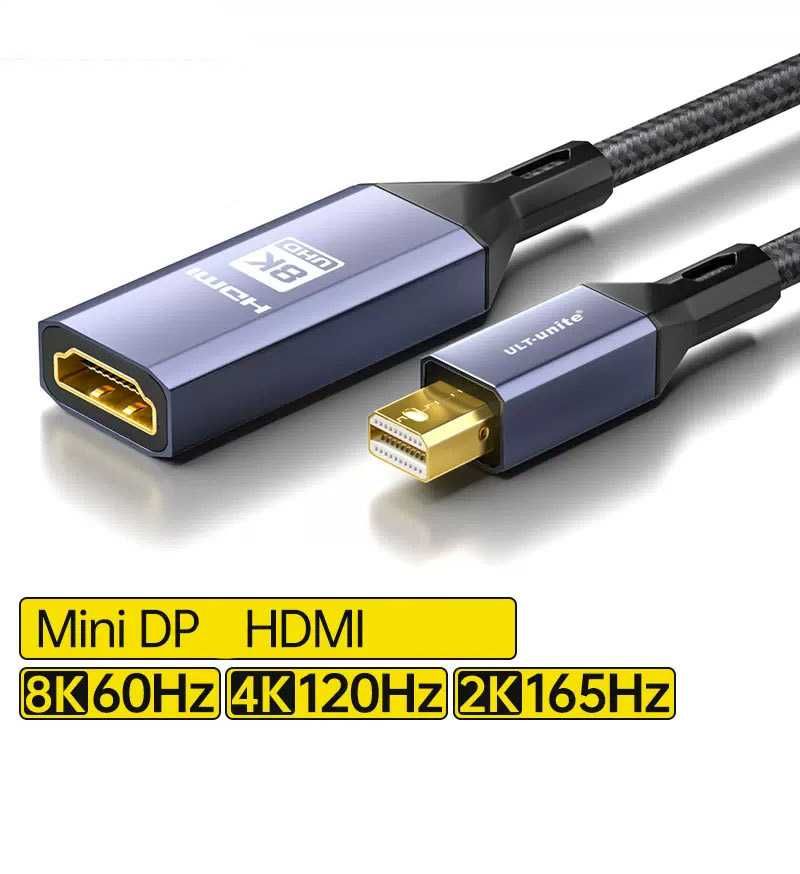 Переходник Mini DisplayPort 1.4 HDMI 2.1 Mini DP 4k 120hz 1080P 240hz