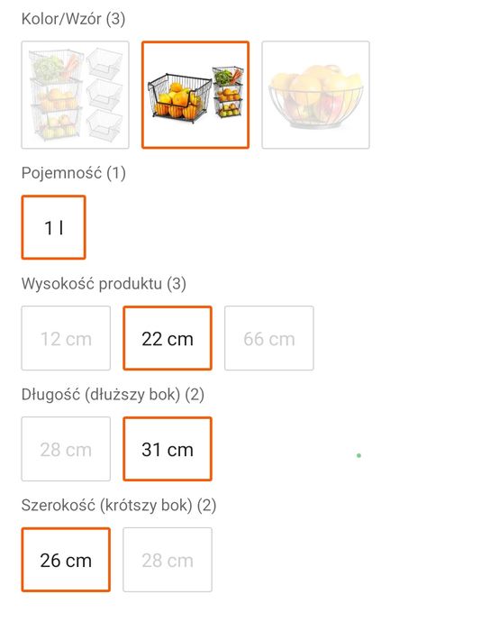 Kosz prostokątny kuchenny na owoce warzywa vilde